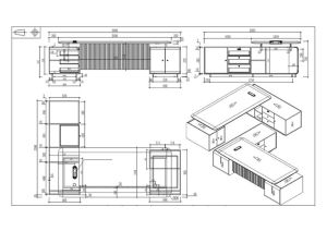 Бюро Capri, 2800 х 2050 х 760 mm, орех и сиво