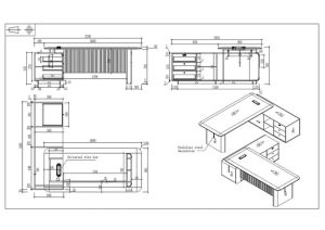 Бюро Capri, 2200 х 1850 х 760 mm, ПДЧ 50 mm, орех и сиво