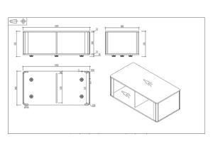 Ниска маса Capri, 1200 х 600 х 450 mm, правоъгълен плот, ПДЧ 25 mm, орех и сиво
