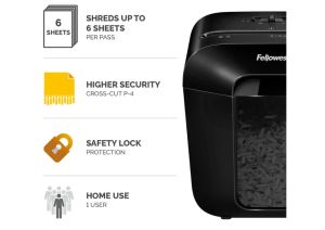 Fellowes Шредер за унищожаване на документи Powershred LX25, P-4, Cross-Cut, черен