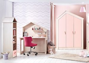 Трикрилен детски гардероб PINK HEAVEN