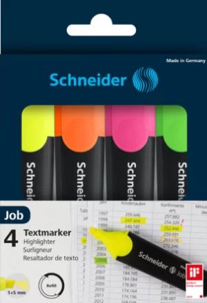 Текст маркер скосен SCHNEIDER JOB 1-5 милиметра комплект 4 цвята