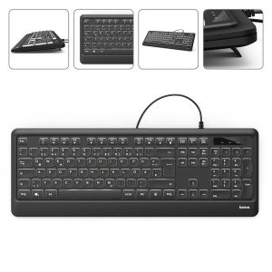 Клавиатура HAMA KC-550, подсветка, USB, с кабел, черен