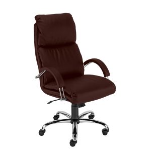 Директорски стол Nadir Steel, естествена кожа, кафяв, Nowy Styl