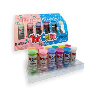 Темперна боя Toy Color 0658 12 цвята 6 цвята перлени и 6 цвята пастелни