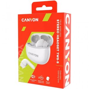 Безжични слушалки Canyon TWS-5 бели