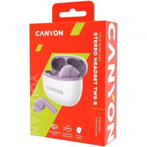 Безжични слушалки Canyon TWS-5 лилави