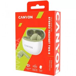 Безжични слушалки Canyon TWS-5 зелени