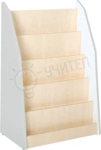 Едностранна библиотека Quadro, бяла / кленово