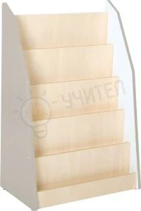 Едностранна библиотека Quadro, бяла / кленово