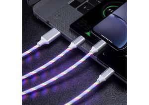Кабел за телефон USB-C to Lightning 1m лед цвят rainbow