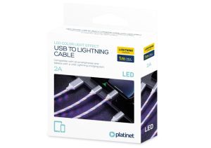 Кабел за телефон USB-C to Lightning 1m лед цвят rainbow